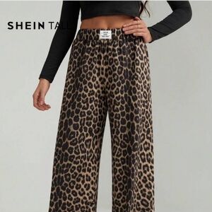SHEIN XL Tall Animal Print Wide-Leg Pants